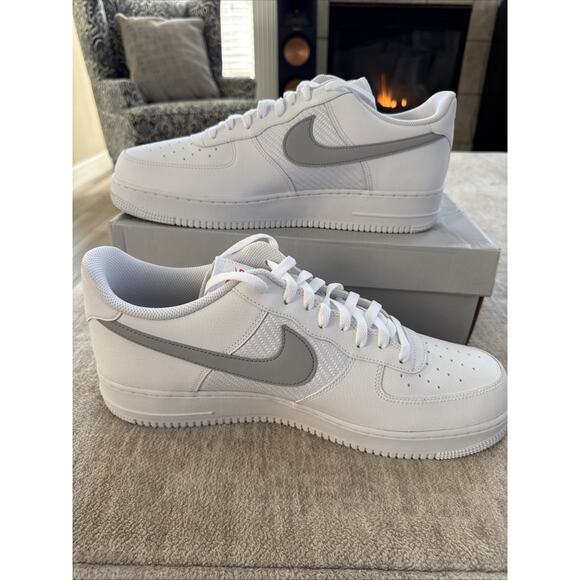 Nike Air Force 1 \'07 White Wolf Grey Picante Red Shoe FD0666-100 Men\'s Size 14 main image 7